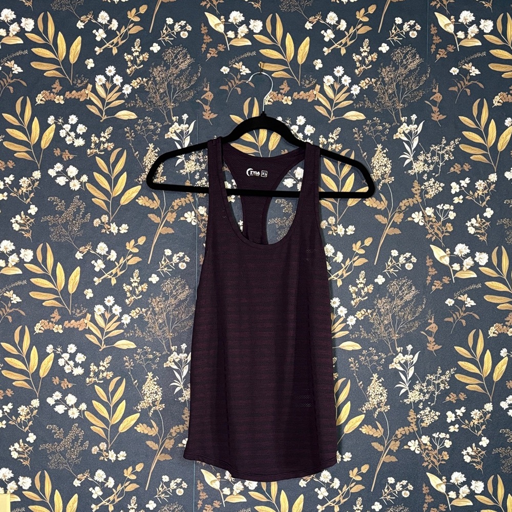 ZYIA Dark Purple Tank Black Striped Top Size XS